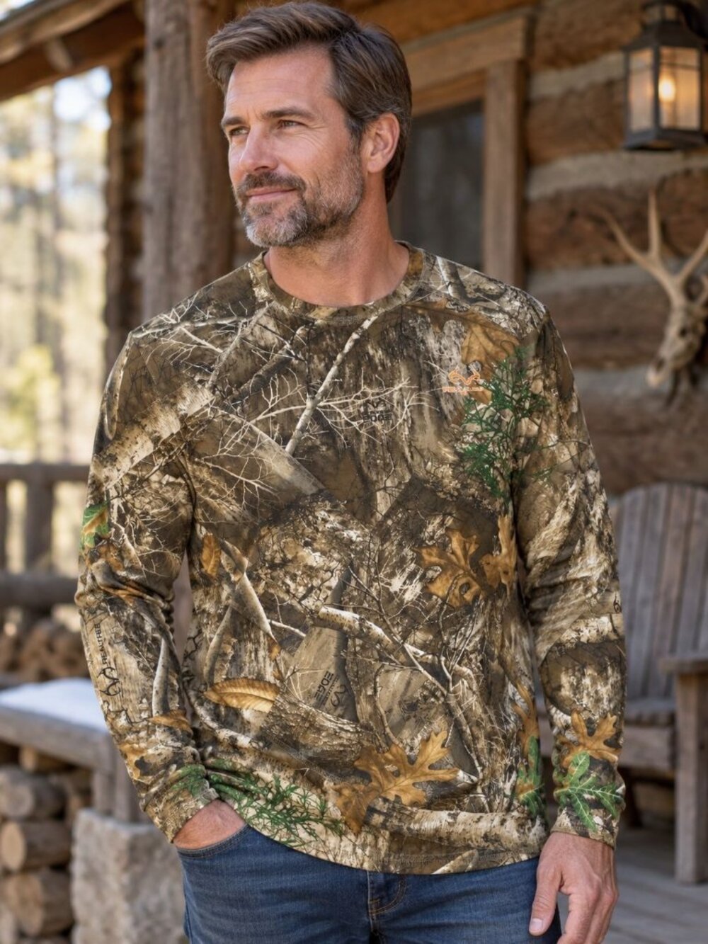 Realtree Mens Edge Camo Long Sleeve Hunting Shirt Size Medium